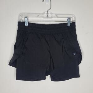 Athleta Racer Run 2 in 1 lined black workout shorts - small - 291755